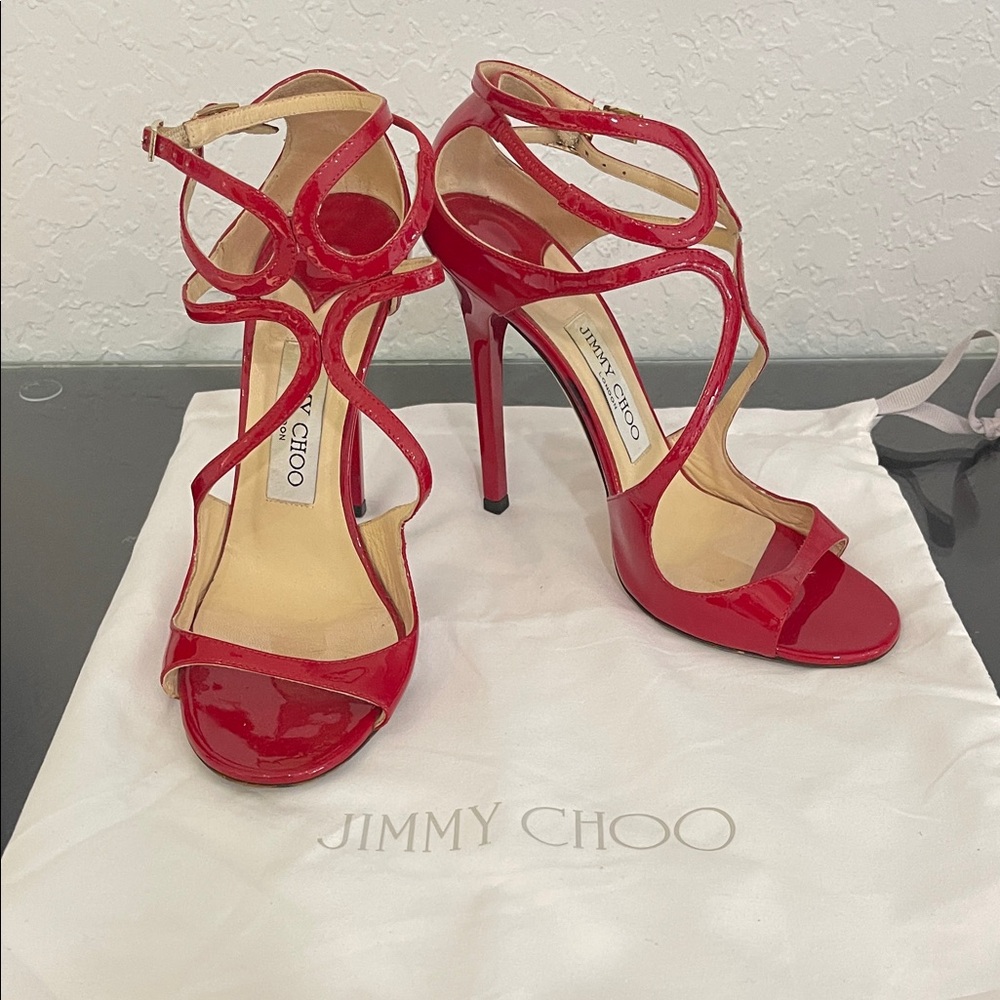 Jimmy Choo Lance Red Strappy Heels 37
